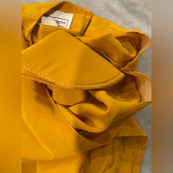 VTG Mustard Yellow Short Sleeve Keyhole Shell Blouse Shoulder Pads Size 14 - Picture 12 of 12